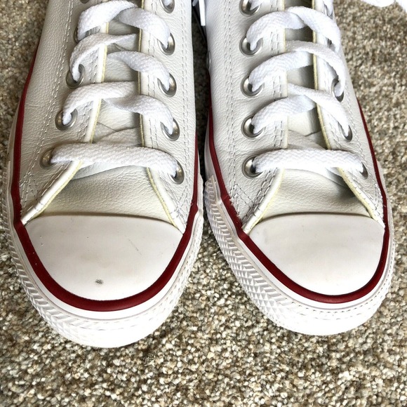 Converse Chuck Taylor 6.5 Leather White All Star Low Top Lace Up - Picture 7 of 10